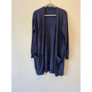 Witty Fox Large French Blue Heather Long Cardigan Sweater Duster Pockets